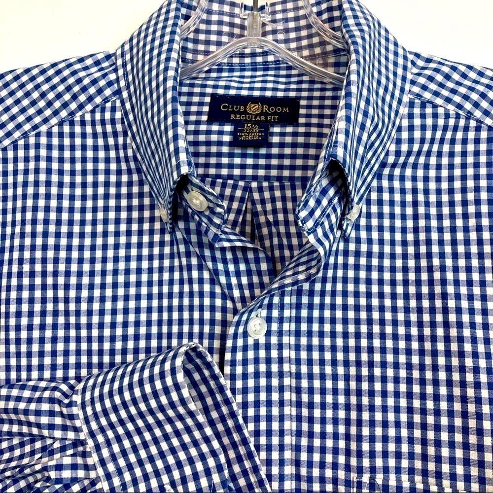 CLUB ROOM Men’s Check Button Down Shirt 32/33